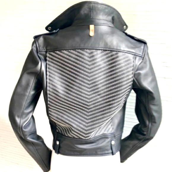 BNWT Mackage  black  genuine leather  moto jacket with studs. - Picture 2 of 3